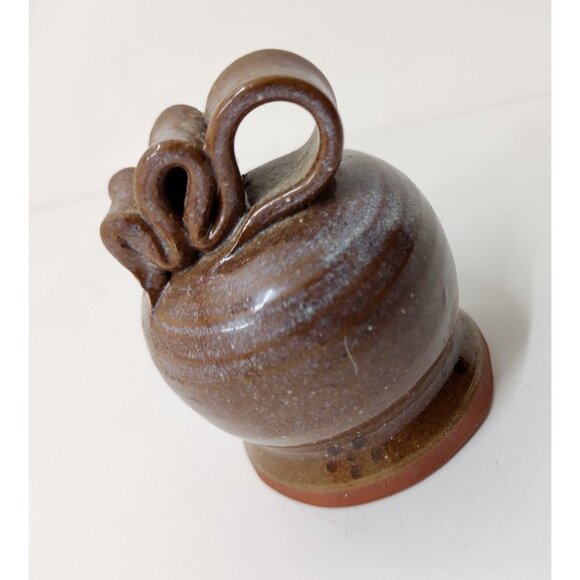 Handmade Ceramic Bell | Rustic Brown Stoneware Garden Decor - Picture 1 of 2